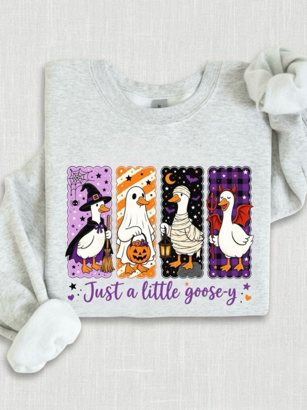 Just A Little Goose-y Ghost Silly Goose Halloween Season Sweatshirt
